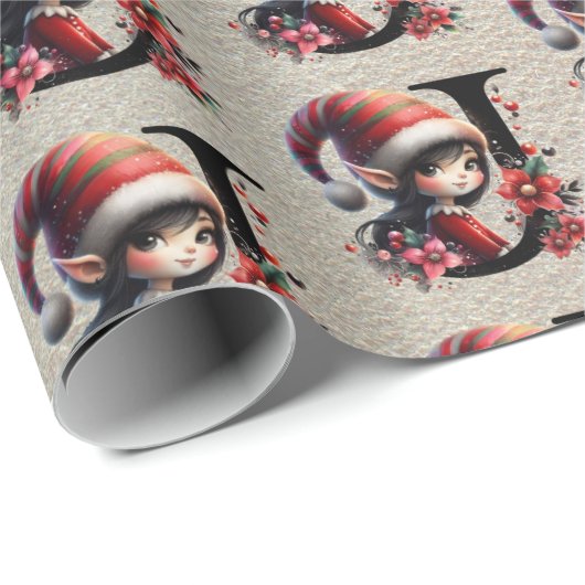 かわいいクリスマス小妖精や小人フェスティバルレターJ ラッピングペーパー (ロールコーナー)