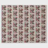 かわいいクリスマス小妖精や小人フェスティバルレターK ラッピングペーパー (フラット)