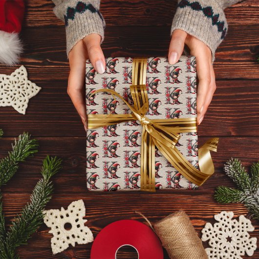 かわいいクリスマス小妖精や小人フェスティバルレターK ラッピングペーパー