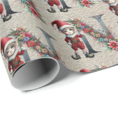かわいいクリスマス小妖精や小人フェスティバルレターN ラッピングペーパー (ロールコーナー)