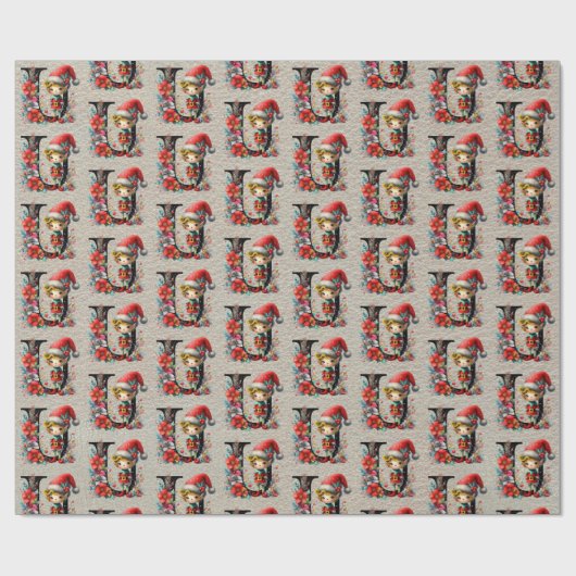 かわいいクリスマス小妖精や小人フェスティバルレターU ラッピングペーパー (フラット)