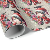 かわいいクリスマス小妖精や小人フェスティバルレターV ラッピングペーパー (ロールコーナー)