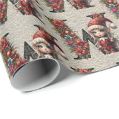 かわいいクリスマス小妖精や小人フェスティバルレターW ラッピングペーパー (ロールコーナー)