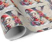 かわいいクリスマス小妖精や小人フェスティバルレターX ラッピングペーパー (ロールコーナー)