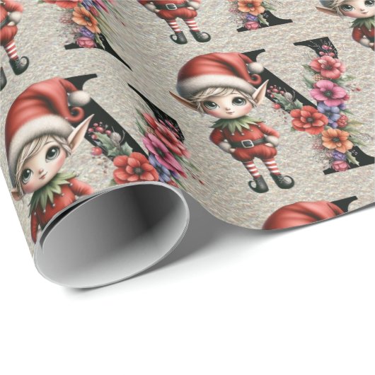 かわいいクリスマス小妖精や小人フェスティバルレターY ラッピングペーパー (ロールコーナー)