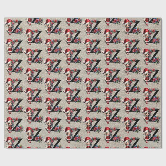 かわいいクリスマス小妖精や小人フェスティバルレターZ ラッピングペーパー (フラット)