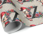 かわいいクリスマス小妖精や小人フェスティバルレターZ ラッピングペーパー (ロールコーナー)