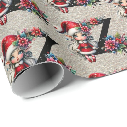 かわいいクリスマス小妖精や小人フェスティバルレターZ ラッピングペーパー (ロールコーナー)