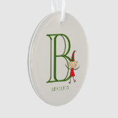 かわいいクリスマス小妖精や小人モノグラムホリデーキッズフォト オーナメント (正面)