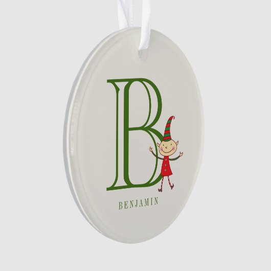 かわいいクリスマス小妖精や小人モノグラムホリデーキッズフォト オーナメント (正面)