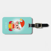 かわいいクリスマス小妖精や小人&ギフトボックスオンティール(緑がかった色) ラゲッジタグ (正面横)