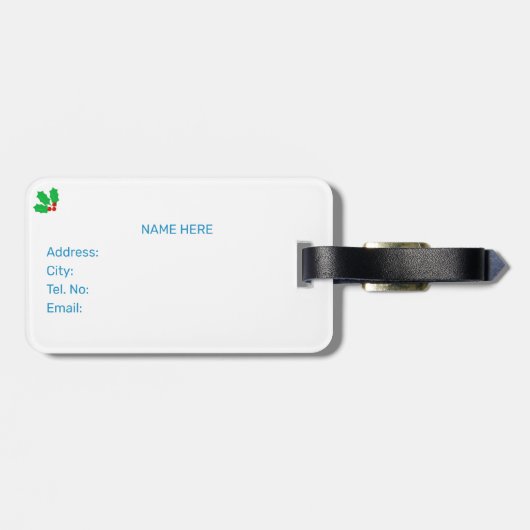 かわいいクリスマス小妖精や小人&ギフトボックスオンティール(緑がかった色) ラゲッジタグ (裏面横)