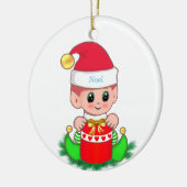 かわいいクリスマス小妖精や小人&ギフトボックス セラミックオーナメント (左)