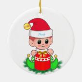 かわいいクリスマス小妖精や小人&ギフトボックス セラミックオーナメント (裏面)