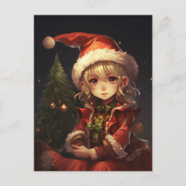 かわいいクリスマス小妖精や小人 シーズンポストカード