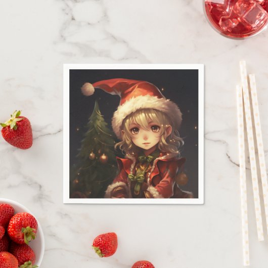 かわいいクリスマス小妖精や小人 スタンダードカクテルナプキン (インサイチュ)