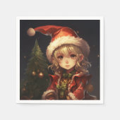 かわいいクリスマス小妖精や小人 スタンダードカクテルナプキン (正面)