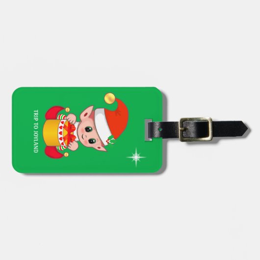 かわいいクリスマス小妖精や小人&スターオングリーン ラゲッジタグ (正面横)