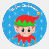 かわいいクリスマス小妖精や小人&スノーフレーク ラウンドシール (正面)