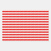 かわいいクリスマス小妖精や小人、ハート&赤と白ストライプ ラッピングペーパーシート (正面3)