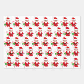 かわいいクリスマス小妖精や小人、ハート&赤と白ストライプ ラッピングペーパーシート (正面2)