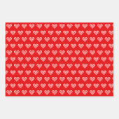 かわいいクリスマス小妖精や小人、ハート&赤と白ストライプ ラッピングペーパーシート (正面)