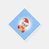かわいいクリスマス小妖精や小人&ライトブルーの星 スタンダードカクテルナプキン (角)