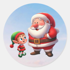 かわいいクリスマス小妖精や小人 ラウンドシール