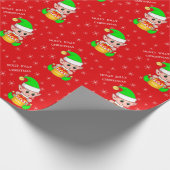 かわいいクリスマス小妖精や小人&レッドスノーフレーク ラッピングペーパー (角)