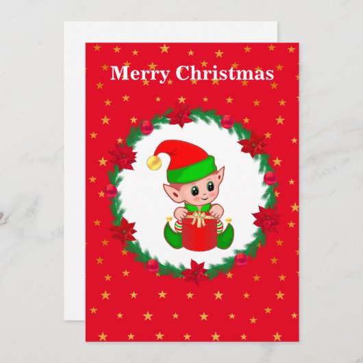 かわいいクリスマス小妖精や小人、松のリース&スター (正面/裏面)