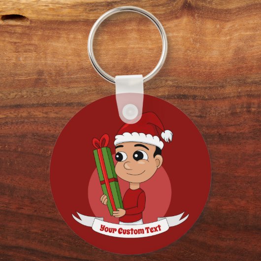 かわいいクリスマス少年の漫画キーチェーン キーホルダー (正面)