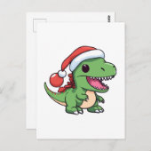 かわいいクリスマス帽のT-Rex恐竜 ポストカード (正面/裏面)