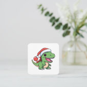 かわいいクリスマス帽子のT-レックス恐竜 スクエア名刺 (スタンド正面)