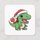 かわいいクリスマス帽子のT-レックス恐竜 スクエア名刺 (裏面)