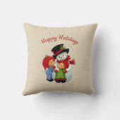 かわいいクリスマス幼児とミセススノーマン抱き枕 クッション (裏面)