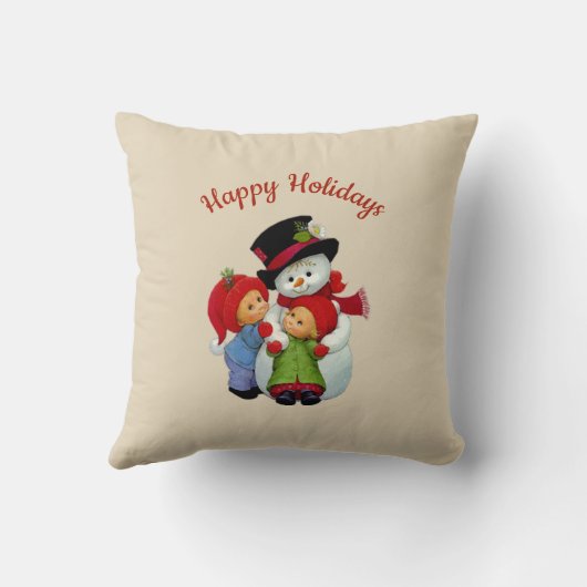 かわいいクリスマス幼児とミセススノーマン抱き枕 クッション (裏面)