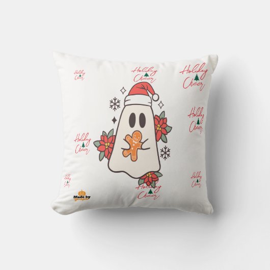 かわいいクリスマス幽霊マグカップ | ホリデージンジャーブレッド&P クッション (正面)