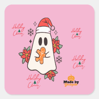 かわいいクリスマス幽霊マグカップ | ホリデージンジャーブレッド&P スクエアシール