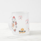 かわいいクリスマス幽霊マグカップ | ホリデージンジャーブレッド&P フロストグラスマグカップ (正面左)