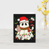 かわいいクリスマス幽霊保持ツリーケーキキャンディーケーン カード (黄色い花)