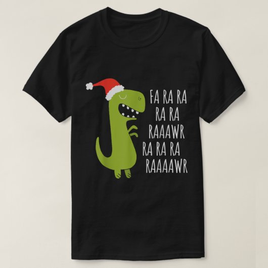 かわいいクリスマス恐竜のRaaawrユーモア Tシャツ (デザイン正面)