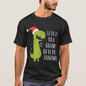 かわいいクリスマス恐竜のRaaawrユーモア Tシャツ (正面)