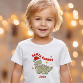 かわいいクリスマス恐竜サンタザウルス名子供 Tシャツ
