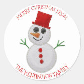 かわいいクリスマス感じ雪だるま封筒用シール ラウンドシール (正面)
