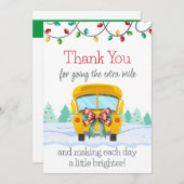 かわいいクリスマス感謝バス運転手ギフトカード 招待状 (正面/裏面)