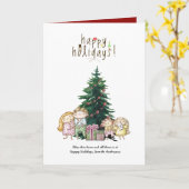 かわいいクリスマス手描き漫画グリーティングカスタム カード (黄色い花)