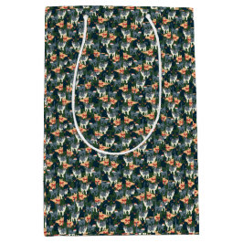 かわいいクリスマス抱き枕とフェスティバル猫 ミディアムペーパーバッグ