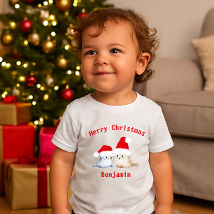 かわいいクリスマス抽象芸術水の色のベビーシール ベビーTシャツ