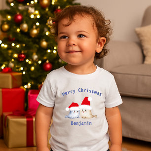 かわいいクリスマス抽象芸術水の色のベビーシール ベビーTシャツ