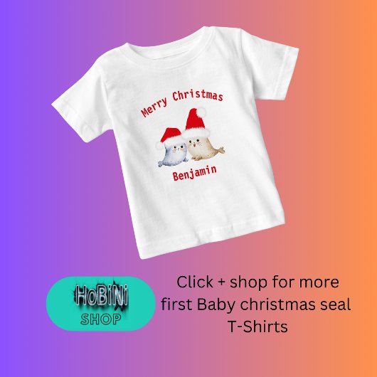 かわいいクリスマス抽象芸術水の色のベビーシール ベビーTシャツ